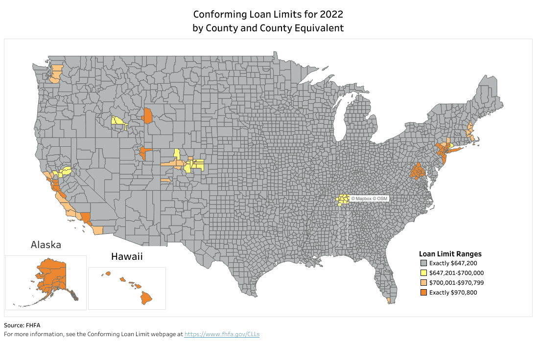 Conforming-Loan-Limits map USA